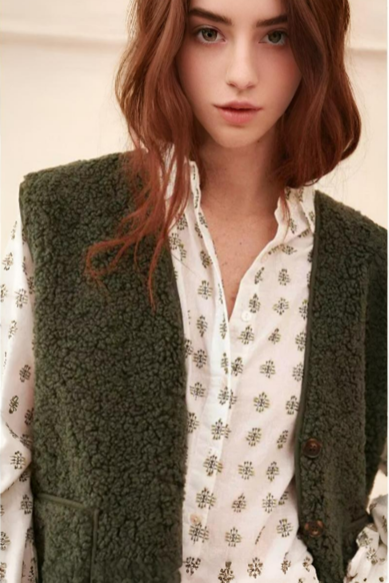 CHALECO BORREGUILLO POLA COLOR KAKI